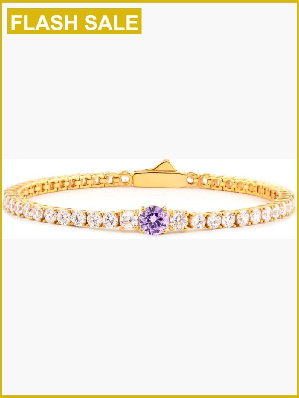 Gold Plated Birthstone Tennis Bracelet CZ Jewelry